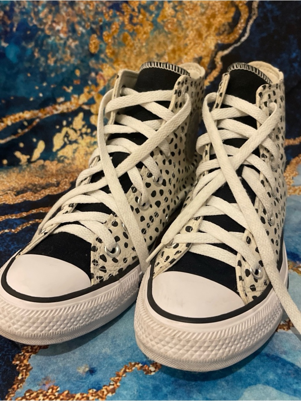 Converse Chuck Taylor All Star High Top Women’s 7 Dalmatian Animal Print Shoes - Picture 4 of 16